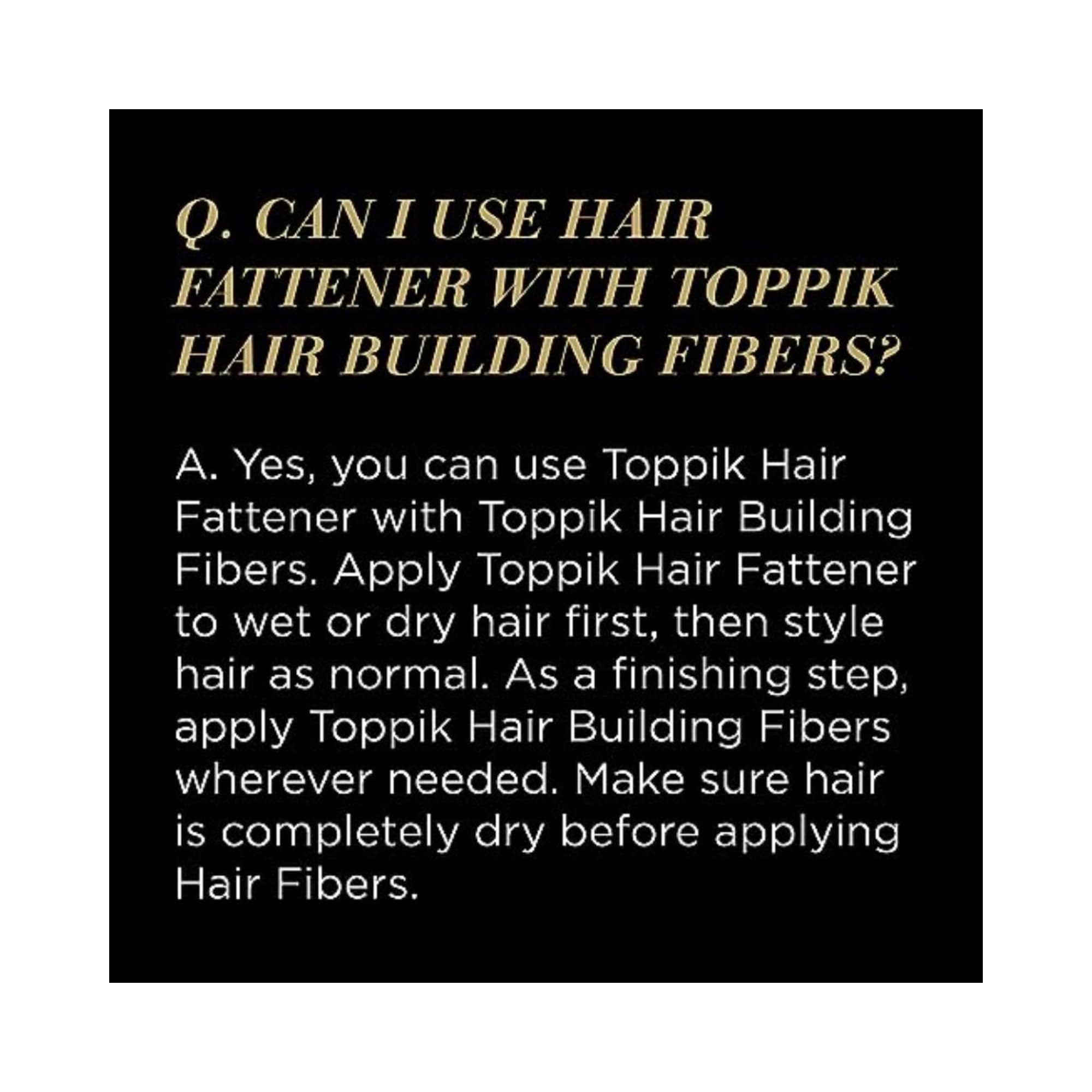 Toppik hair treatment UAE instructions for using hair fatteners with hair building fibers
