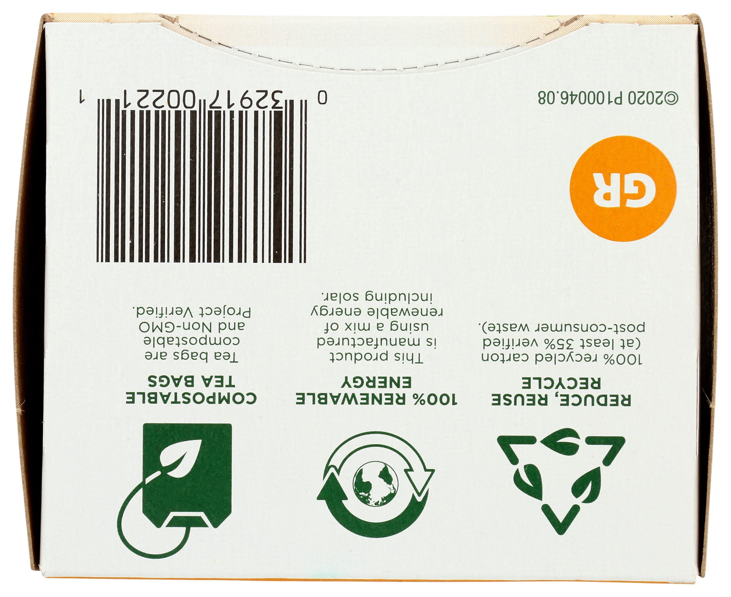 Traditional Medicinals tea box bottom showing barcode recycling icons and label herbal tea for bloating and gas
