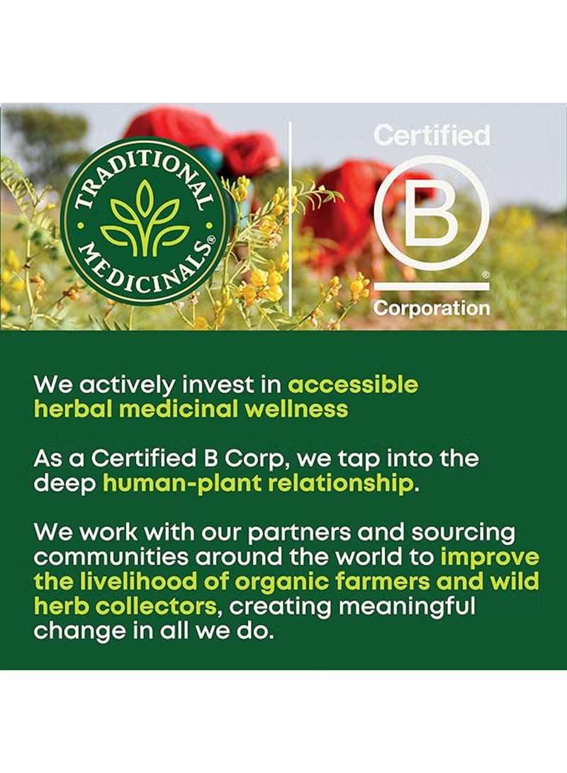 Traditional Medicinals Certified B Corp logo promoting organic raspberry leaf pregnancy tea for holistic wellness