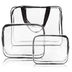 Huitich 3-piece PVC toiletry bags set with clear waterproof makeup bags in three sizes