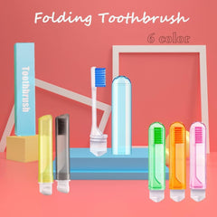 Goodern folding travel toothbrush kit with case showing six colorful compact protective cases and brush
