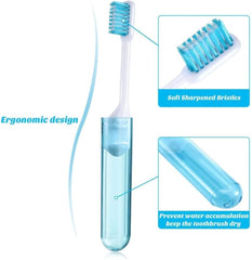 Goodern travel toothbrush kit with case clear blue ergonomic toothbrush with soft sharpened bristles and dry storage