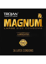 Trojan Magnum large size lubricated condoms box, 36 latex condoms