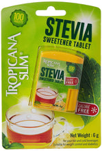 Stevia sweetener tablets package with 100 tablets badge