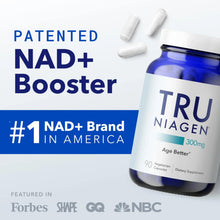 TRU Niagen NAD+ booster 300mg bottle with two white capsules
