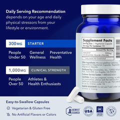 TRU NIAGEN supplement bottle and capsules with label showing 300mg and 1000mg options nicotinamide riboside capsules for energy