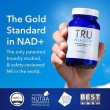 TRU NIAGEN NAD+ supplement bottle held in hand