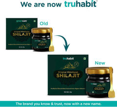 TruHabit original shilajit resin jar and box showing rebrand from Greencure with gold spoon Himalayan shilajit resin UAE