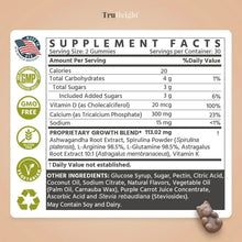 Height growth supplement facts panel on TruHeight gummies bottle