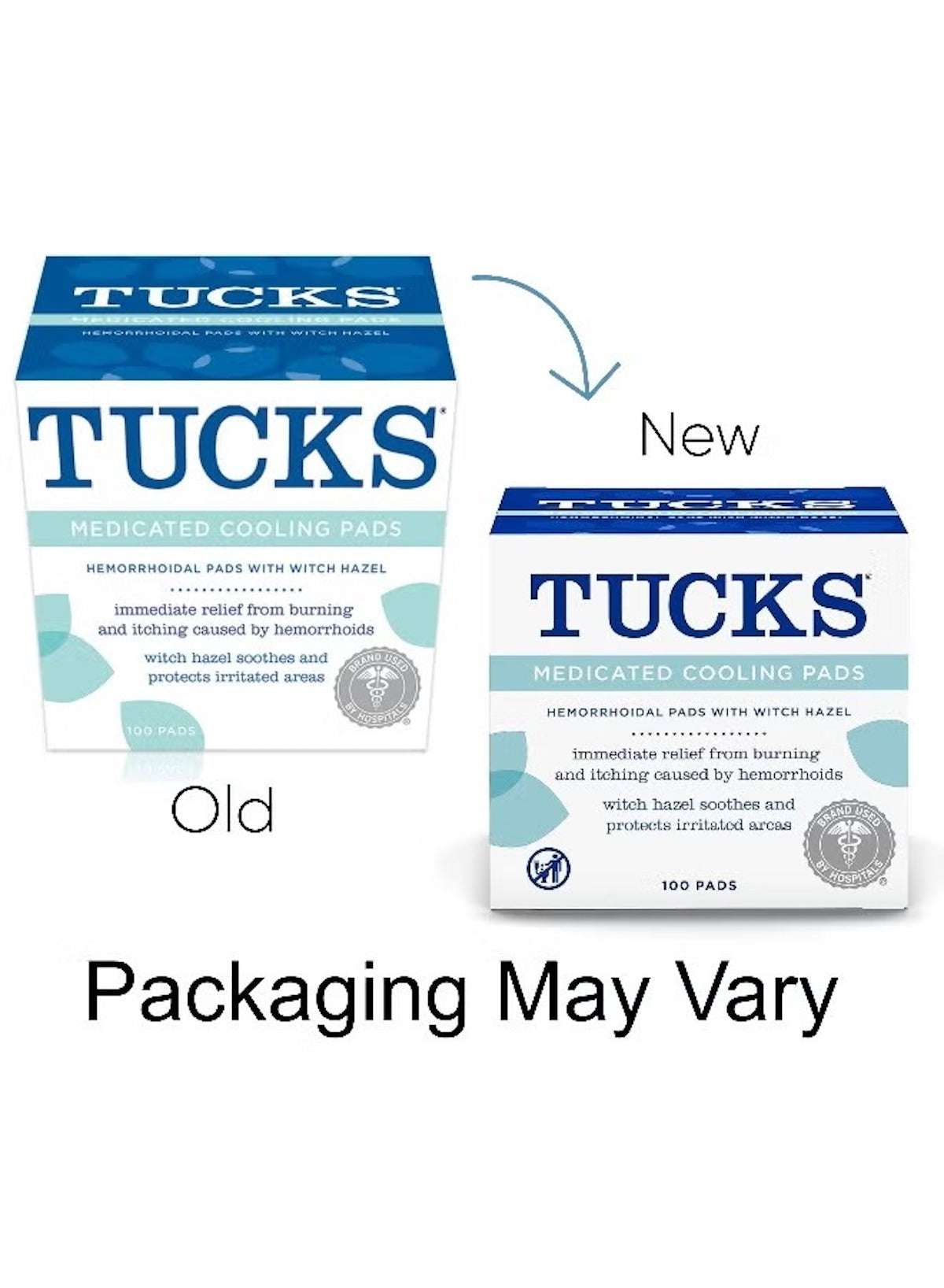 Tucks medicated cooling pads for hemorrhoids in updated packaging for soothing relief