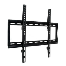 TV wall mount bracket with side support rails and center plate, black steel