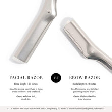 Silver facial razor dermaplaner with spare blade cartridge pieces