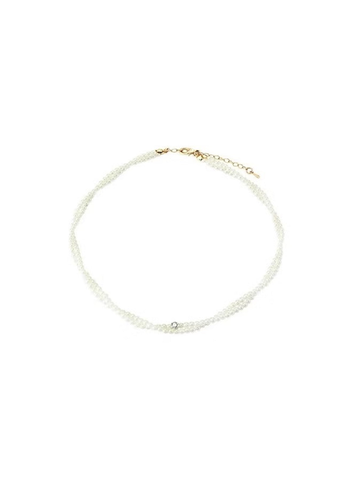 Huitich twisted faux pearl choker necklace with delicate braided design and adjustable clasp