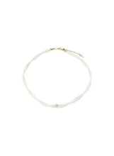 Twisted faux pearl choker necklace with gold clasp and pearl bead links