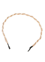 Huitich pearl hair accessory for kids featuring a twisted design with small pearls on a black headband
