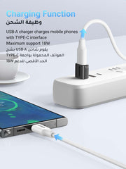 USB Type-C to USB-A adapter with black body and USB-C end on charging cable, UGREEN