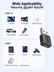 UGREEN 10Gbps Type C to A Connector showing wide applicability with USB 3.0 and USB C devices