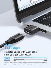 UGREEN 10Gbps Type C to A Connector adapter connected to laptop for high-speed data transfer