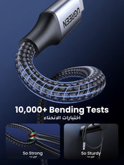 UGREEN fast charging USB C to Type C cable with durable braided design passing 10000 plus bending tests