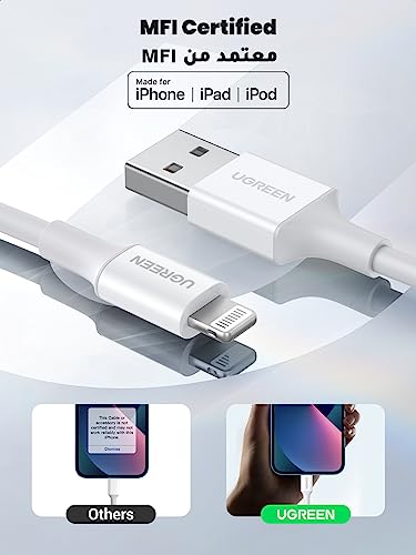 UGREEN Lightning cable for iPhone with MFI certification for iPhone iPad and iPod in white color
