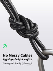 UGREEN USB C cable 2m black braided showing strong knot for durability and no messy cables