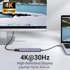 UGREEN USB C hub with HDMI for MacBook Pro displaying 4K at 30Hz on an external monitor