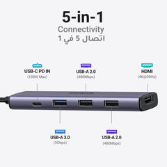 UGREEN USB C hub with HDMI for MacBook Pro featuring 5-in-1 connectivity with USB-C PD, USB-A 3.0 and HDMI output
