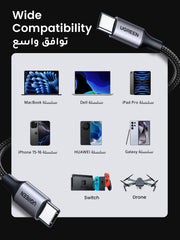 UGREEN USB-C to Type C cable for iPhone 16 Pro Max with wide compatibility including MacBook Dell iPad Pro iPhone 15-16