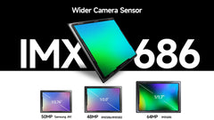 Ulefone Armor 22 rugged smartphone showing IMX686 wider camera sensor graphic and 64MP 48MP 50MP sensor comparison