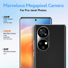 Ulefone Note 17 Pro smartphone front and back showing 108MP rear dual ring camera 32MP front and 5MP microlens