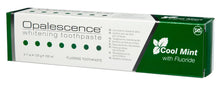 Opalescence whitening toothpaste box, Cool Mint with fluoride, green top edge