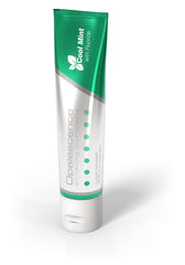 Opalescence whitening toothpaste Cool Mint tube with fluoride green and white packaging standing on cap