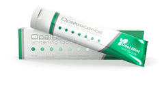 Opalescence whitening toothpaste cool mint tube and box in white and green packaging with fluoride