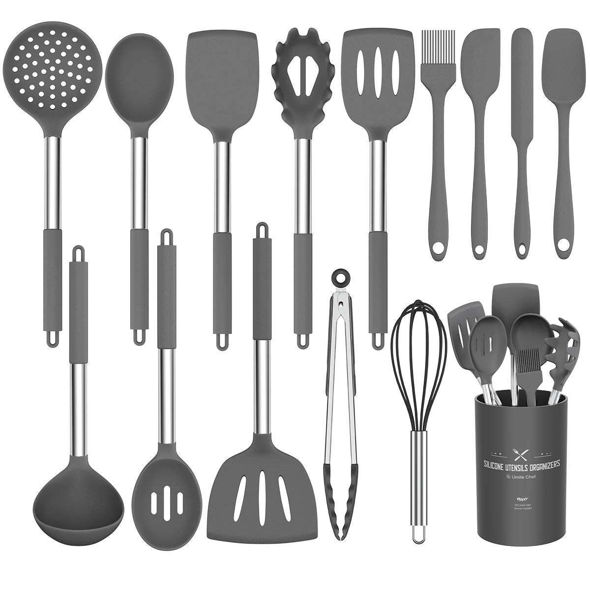 Umite Chef Silicone Kitchen Utensils Set with Stainless Handles - Mumzar