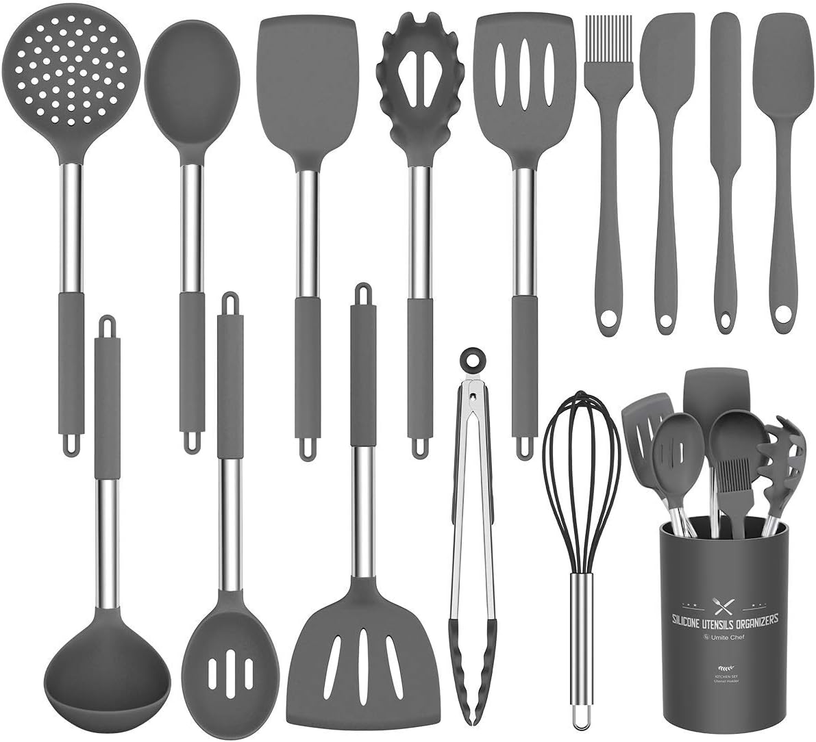 Umite Chef Silicone Kitchen Utensils Set with Stainless Handles - Mumzar