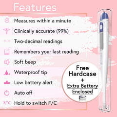 iProven digital basal body thermometer UAE with features list waterproof tip free hardcase and extra battery