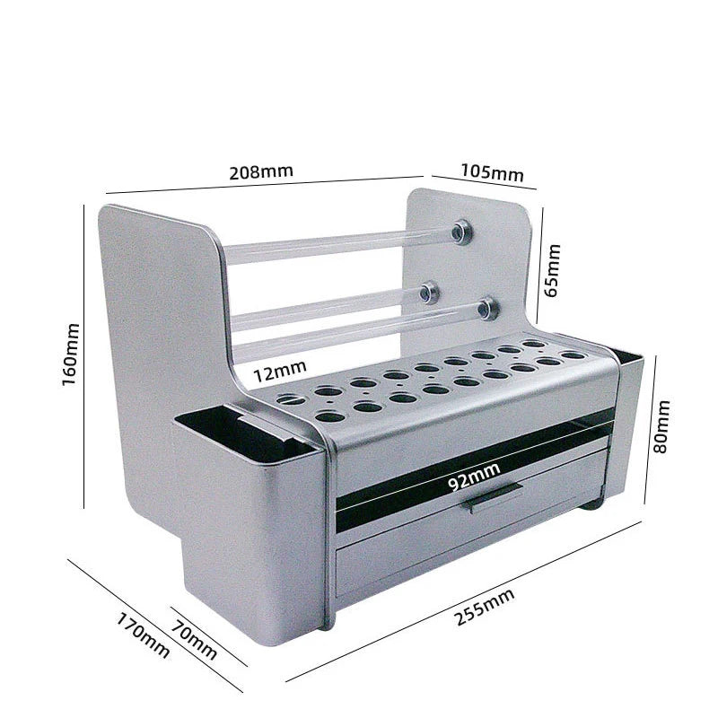 Mumzar multifunction storage box for tools silver desktop organizer with 12 bit holes drawer and side compartments