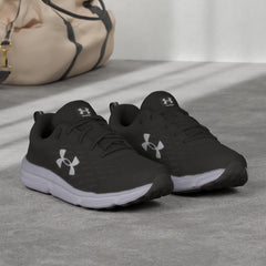 Under Armour running shoes men black lightweight athletic sneakers with white soles