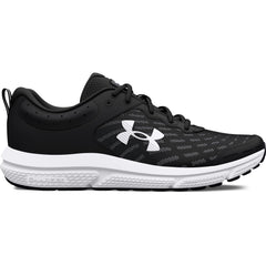 Black Under Armour running shoes men with white logo and cushioned white sole for comfort