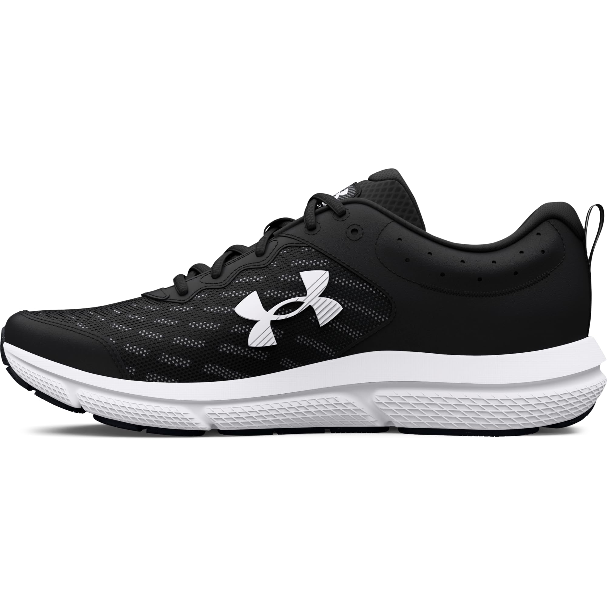 Under Armour running shoes men black with white logo and cushioned sole for comfort