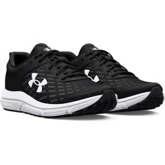 Black and white Under Armour running shoes men with breathable mesh and cushioned sole