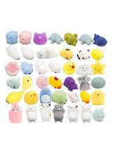 Assorted squishy animal stress toys in pastel colors, 40-piece set