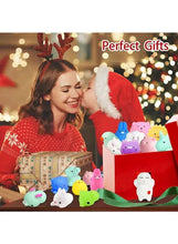 Assorted squishy animal toys in a red holiday gift box