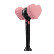 Decorative party light with tall black stem and pink heart-shaped light heads