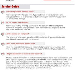 Mumzar Service Guide FAQ page screenshot detailing shipping returns and dropshipping policies for 4G LTE outdoor antenna UAE
