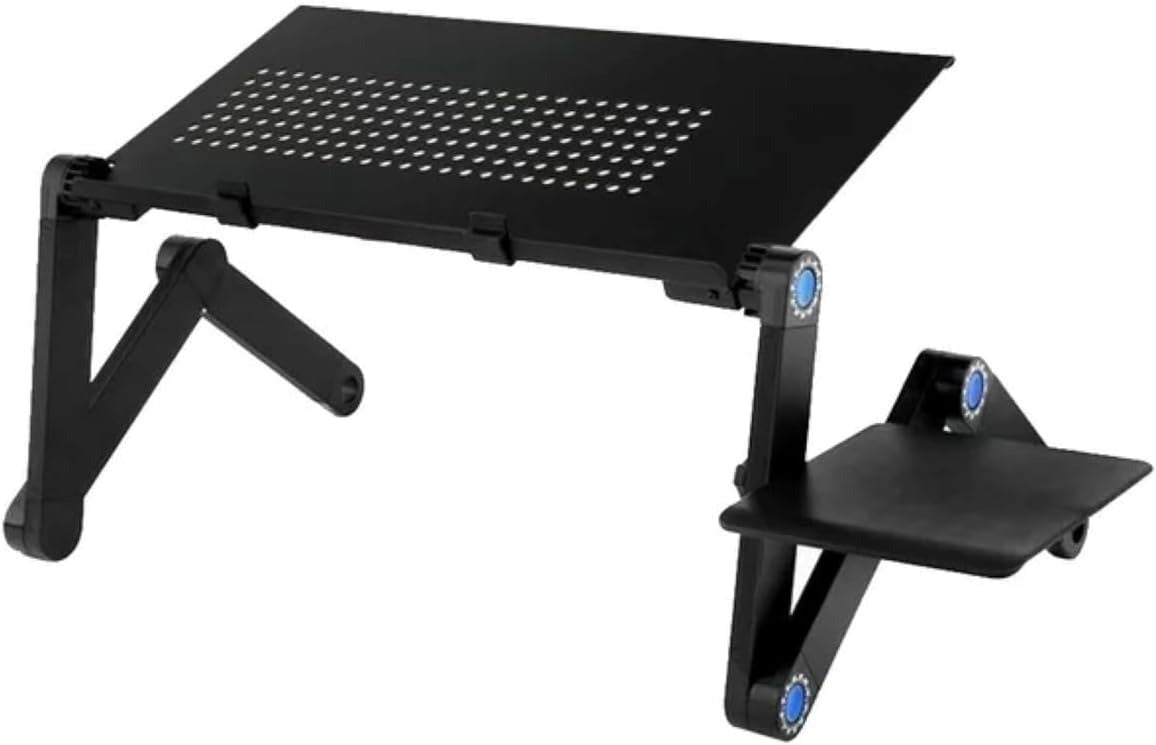 Huitich portable laptop desk with mouse stand adjustable height and black metal design