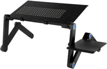 Portable laptop desk with ventilated top panel, side tray, and adjustable support legs