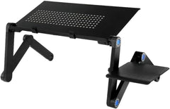 Huitich portable laptop desk with mouse stand adjustable height and black metal design