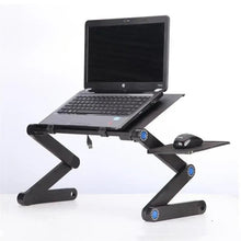 Adjustable portable laptop desk supporting a laptop with side mouse stand and legs
