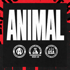 Animal brand logo and quality seals showing made in USA and lab tested for Animal Stak 2 supplement UAE